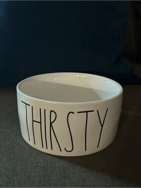 Rae Dunn White 'Thirsty' Pet Bowl
